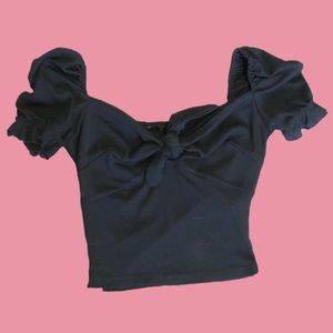 Black front tie shirt